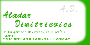 aladar dimitrievics business card